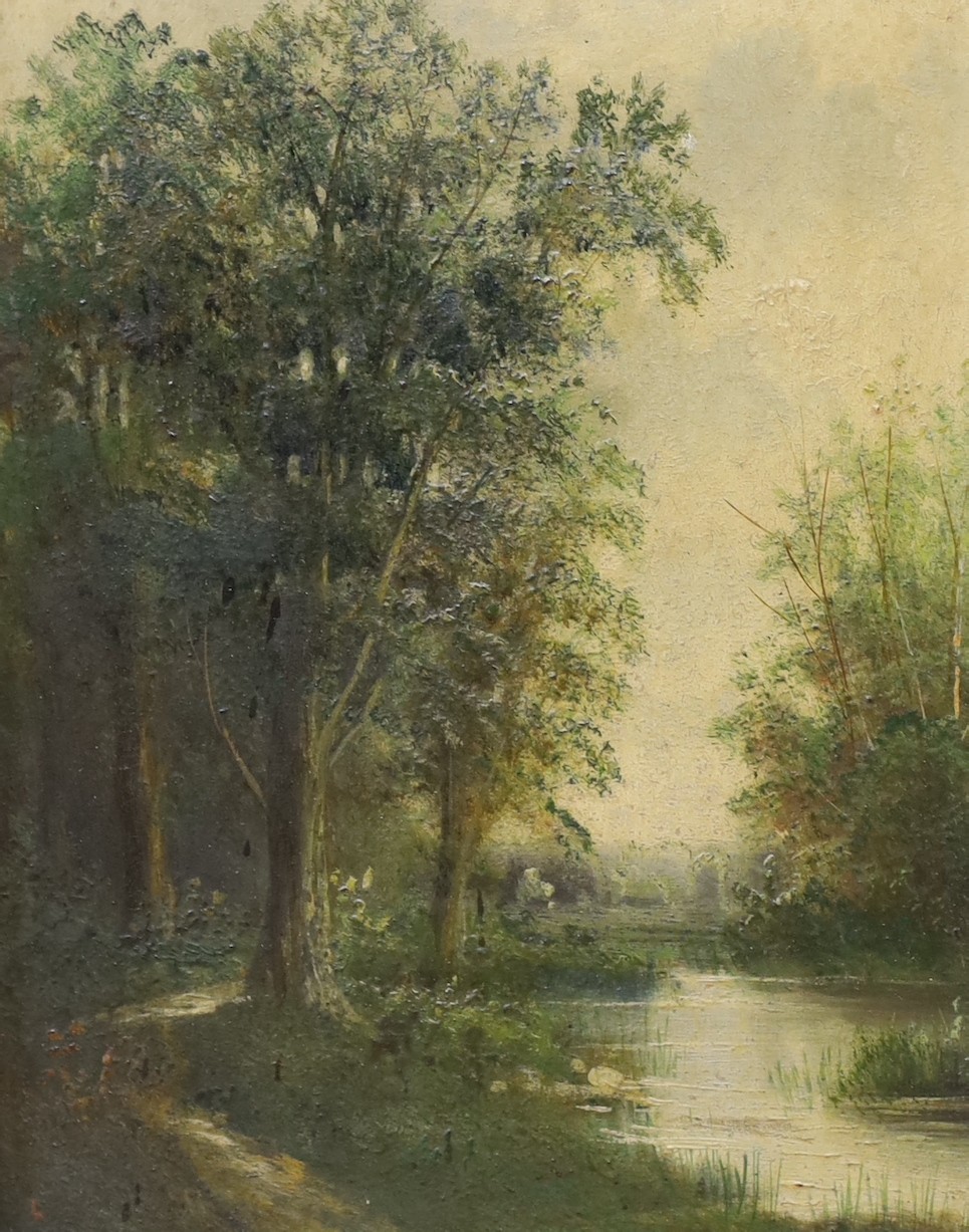 C. Rieder (c.1900), pair of oils on panel, River landscapes, signed, 25 x 20cm